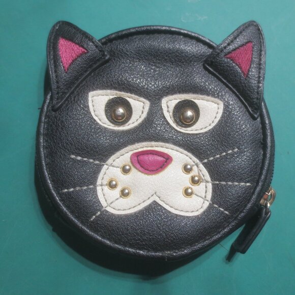 Fun Cute Adorable Black Cat Head Leatherette Coin and Money Purse. - Picture 1 of 10